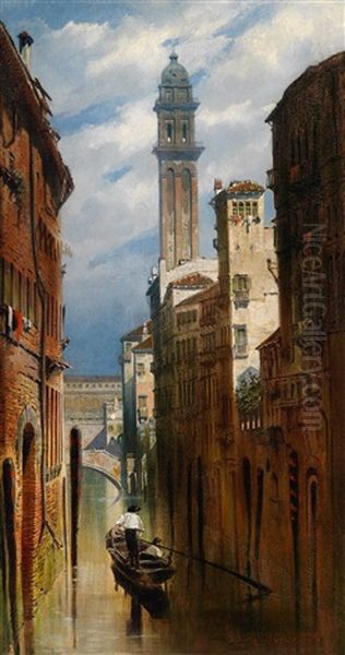 Venetian Scene Oil Painting by Ludwig Dittweiler