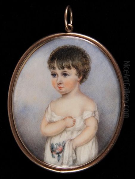 Portrait Of A Toddler Holding A Rose Oil Painting by Charlotte Dixon (Cowell)