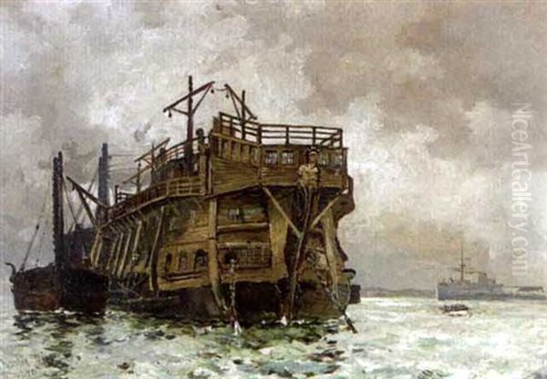 The Old "bellerophon" Oil Painting by Charles Edward Dixon