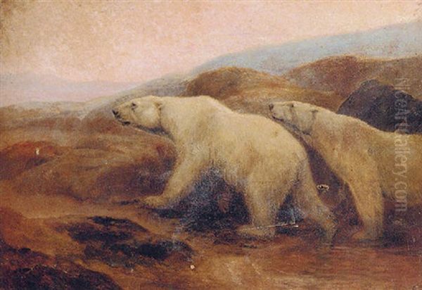 Polar Bears At Sunset Oil Painting by Harry Dixon