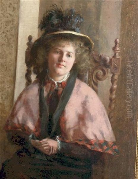 Portrait Of A Lady In A Feathered Hat Oil Painting by Maria R. Dixon