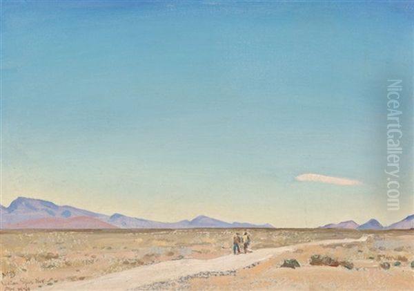 Road To Nowhere, Indian Springs, Nevada Oil Painting by Maynard Dixon