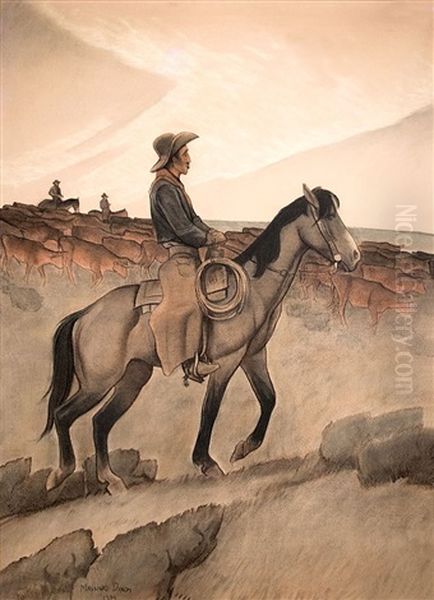 Cattle Drive Oil Painting by Maynard Dixon