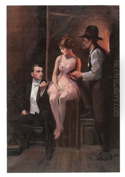 Backstage Scene, Illustration Oil Painting by Maynard Dixon