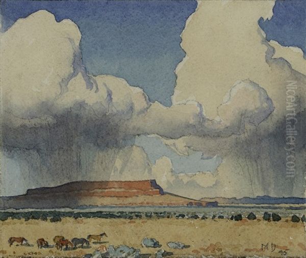 Clouds And Mesa, Arizona Oil Painting by Maynard Dixon