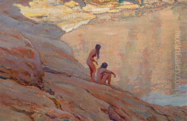 Desert Pool Oil Painting by Maynard Dixon