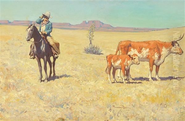 The Puzzled Cowboy Oil Painting by Maynard Dixon