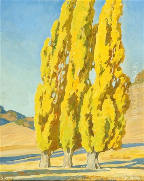 Autumnal Poplars Oil Painting by Maynard Dixon