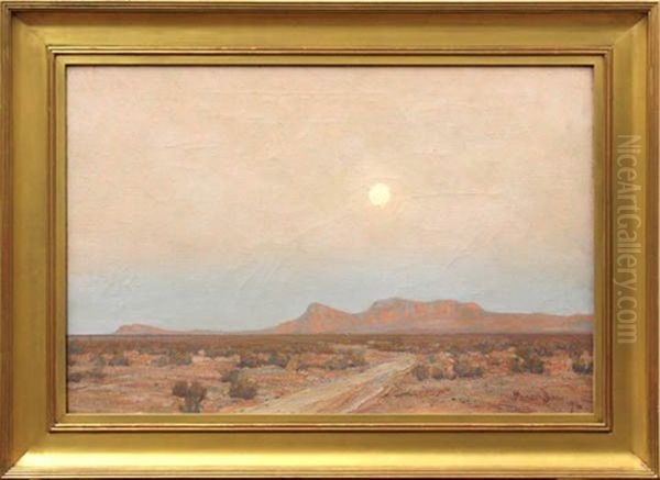 Moonrise On Mojave Oil Painting by Maynard Dixon