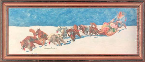 Inuit With A Dog Sled Oil Painting by Maynard Dixon