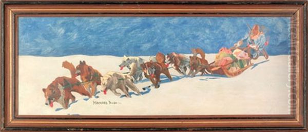 Of An Inuit With A Dogsled Oil Painting by Maynard Dixon