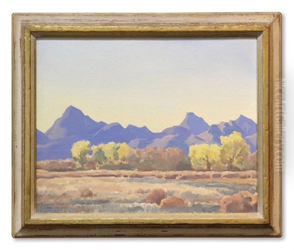 Desert Peaks And River Bottom Oil Painting by Maynard Dixon