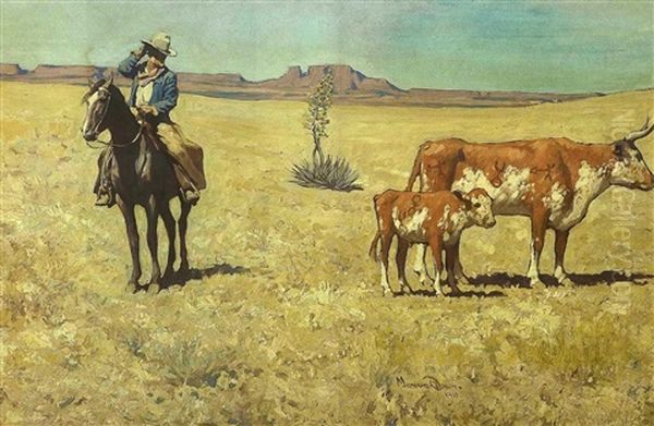 The Puzzled Cowboy Oil Painting by Maynard Dixon