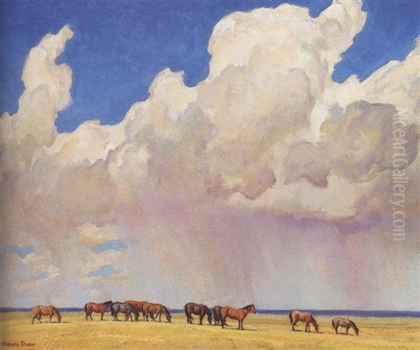 Prairie Shower Oil Painting by Maynard Dixon