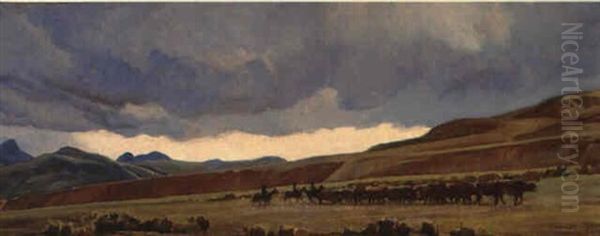 Storm On The Tehachapi Oil Painting by Maynard Dixon