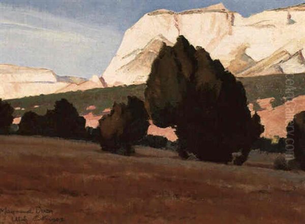 South Point And Junipers Oil Painting by Maynard Dixon