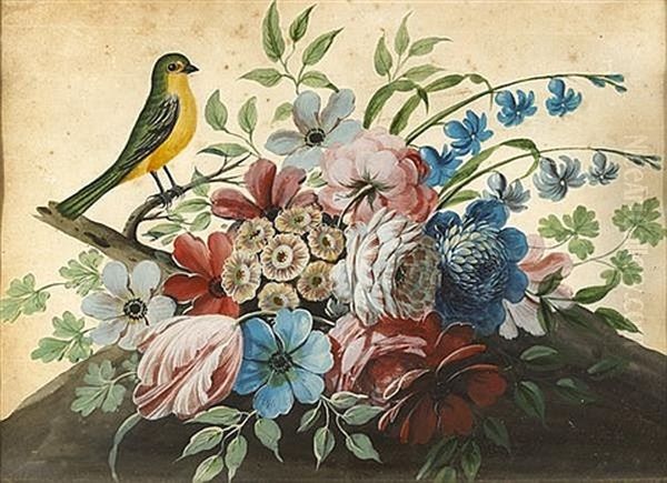 Birds And Flowers Oil Painting by Samuel Dixon