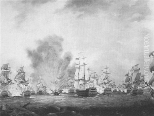 The Naval Battle Of St.vincent Oil Painting by William Dixon