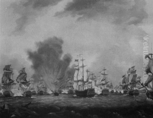 The Moonlight Battle Of St. Vincent, January 16th, 1780 Oil Painting by William Dixon