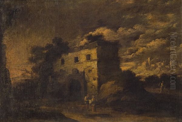 Ruine In Einer Landschaft Oil Painting by Antonio Diziani