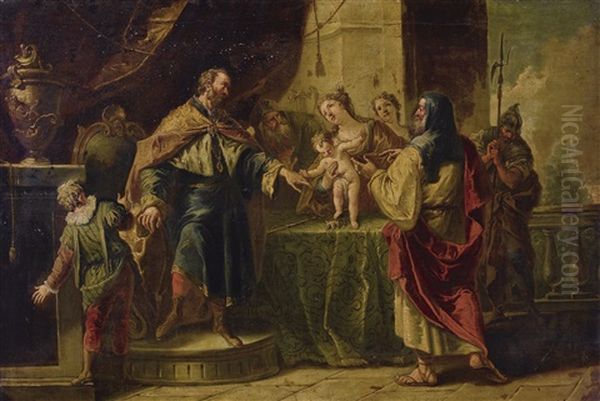 The Infant Moses Trampling On Pharaoh's Crown Oil Painting by Gaspare Diziani