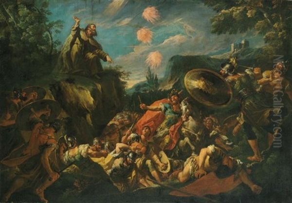 Elijah Calling Fire From Heaven To Destroy The Soldiers Of Ahaziah Oil Painting by Gaspare Diziani