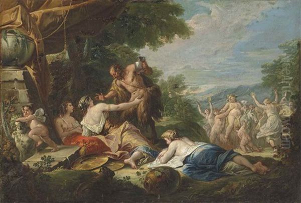 A Bacchanal With Pan And The Triumph Of Silenus Beyond Oil Painting by Gaspare Diziani