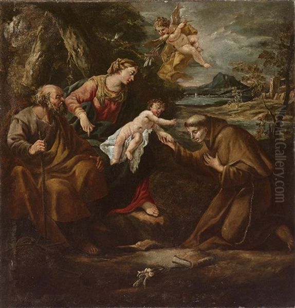 Madonna Mit Dem Kind, Dem Heiligen Joseph Und Dem Heiligen Antonius Von Padua Oil Painting by Gaspare Diziani