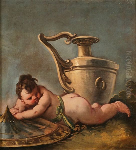 Putto Mit Vase Oil Painting by Gaspare Diziani