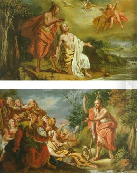 The Baptism Of Christ Oil Painting by Gaspare Diziani