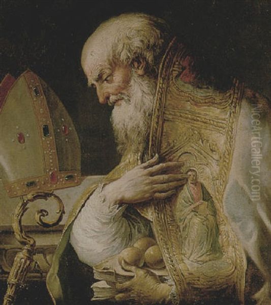 Saint Nicholas Of Bari Oil Painting by Gaspare Diziani