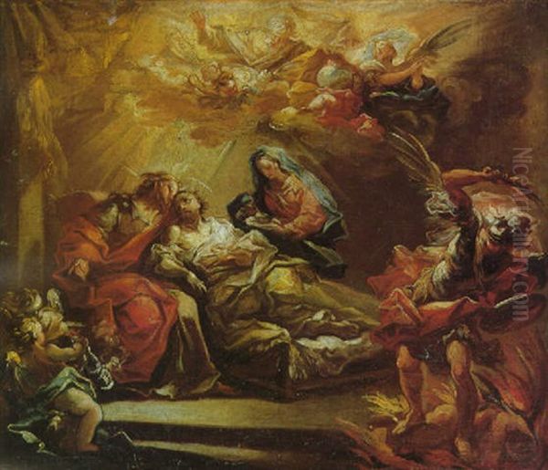 The Death Of Saint Joseph Oil Painting by Gaspare Diziani