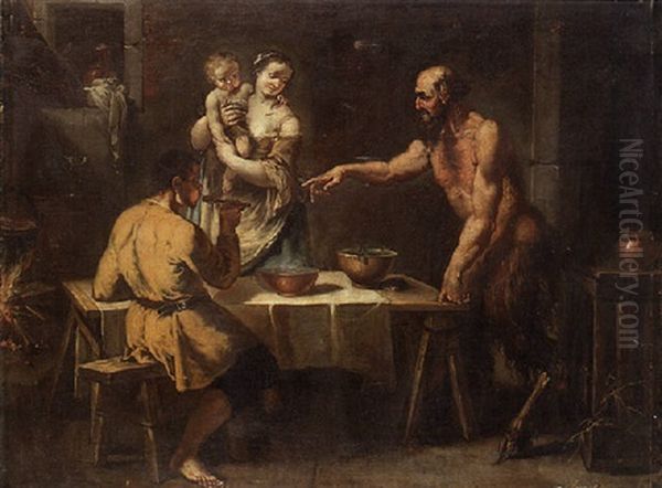 The Satyr And The Peasant Oil Painting by Gaspare Diziani