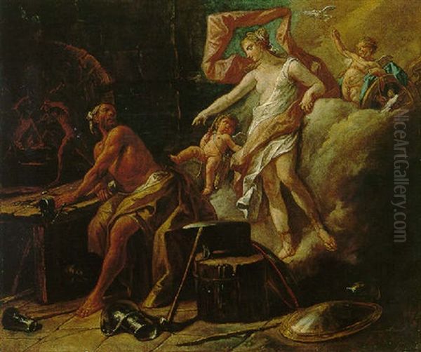 Venus At The Forge Of Vulcan Oil Painting by Gaspare Diziani