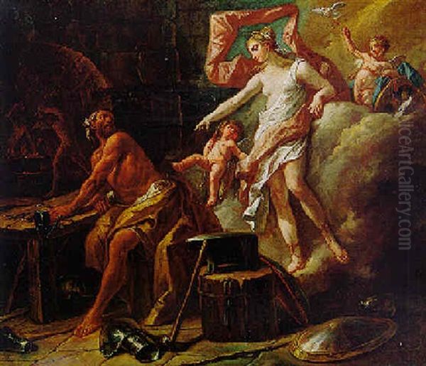 Venus At The Forge Of Vulcan Oil Painting by Gaspare Diziani