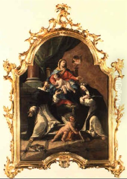 Madonna Del Rosario Fra I Santi Teresa E Domenico Oil Painting by Gaspare Diziani