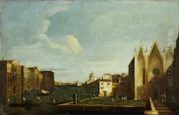 Il Canal Grande Con La Chiesa Di Santa Maria Della Carita Oil Painting by Giuseppe Diziani