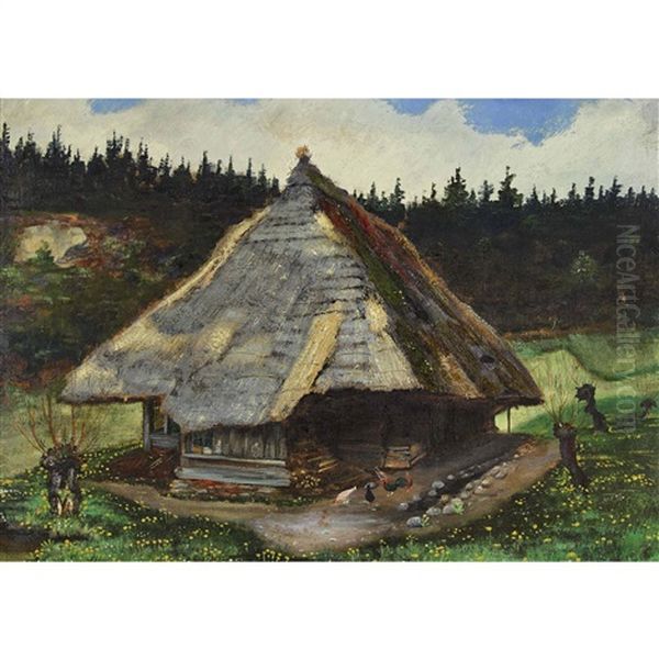 Bauernhaus Im Grunen Oil Painting by Johann Othmar Doebeli