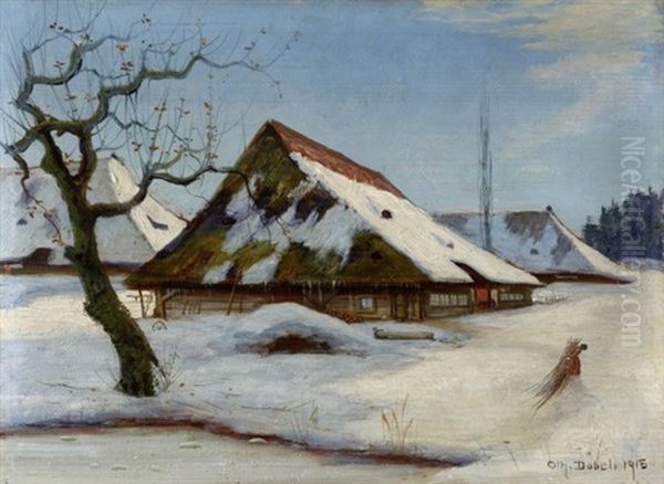 Bauernhaus Auf Dem Schmutzberg Oftringen Oil Painting by Johann Othmar Doebeli