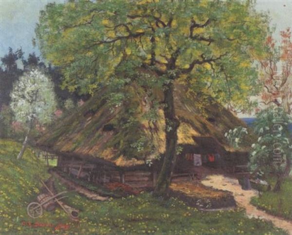 Alemannisches Bauernhaus Oil Painting by Johann Othmar Doebeli