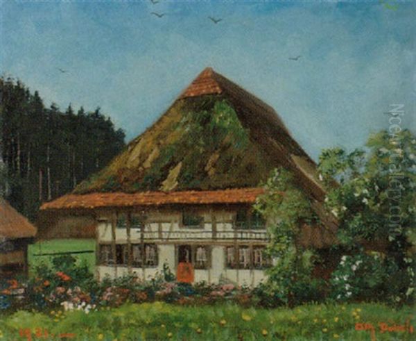 Aargauer Bauernhaus Oil Painting by Johann Othmar Doebeli