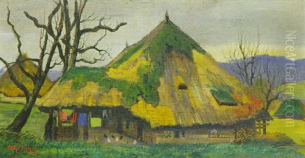 Alemannisches Bauernhaus In Safenwil Oil Painting by Johann Othmar Doebeli