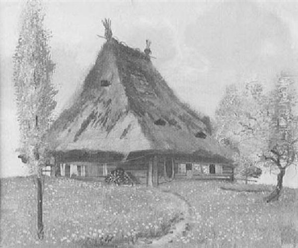 Bauernhaus In Sommerlicher Landschaft Oil Painting by Johann Othmar Doebeli