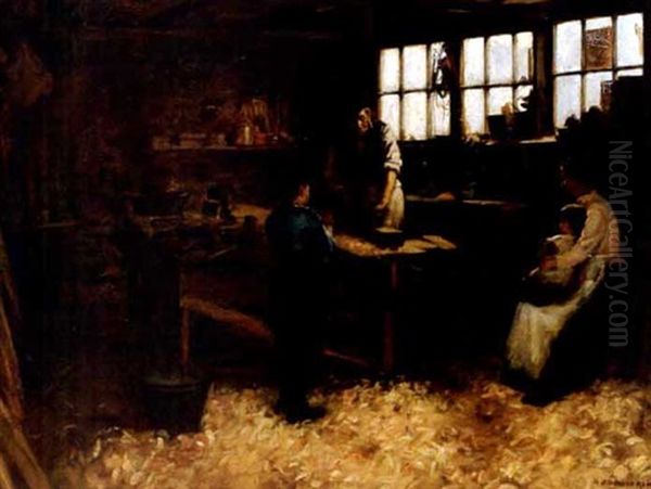 A Visit To The Cobbler's Oil Painting by Henry John Dobson