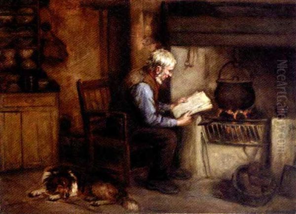 The Morning News Oil Painting by Henry John Dobson