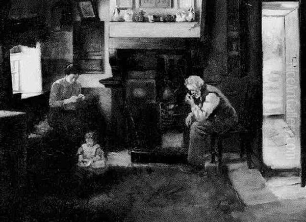 By The Fireside Oil Painting by Henry John Dobson