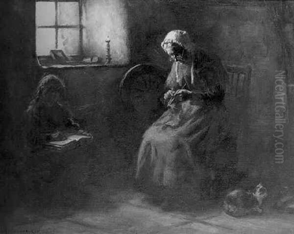 Reading To Granny by Henry John Dobson