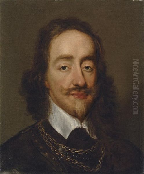 Portrait Of King Charles I In Armour by William Dobson