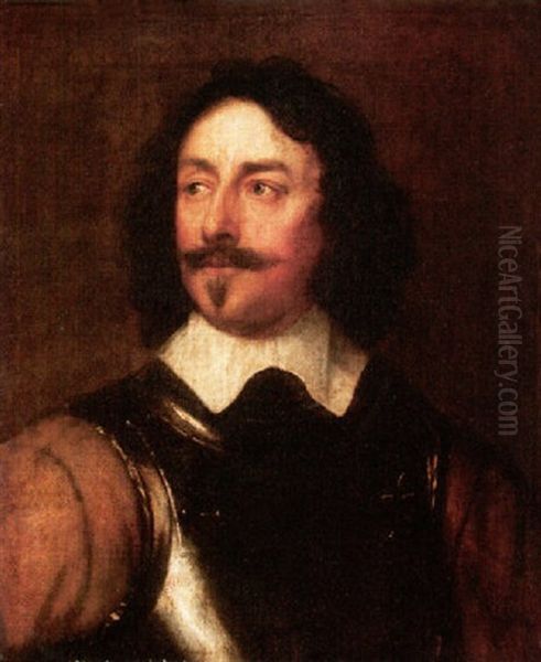 Portrait Of An Officer Wearing Armour Oil Painting by William Dobson