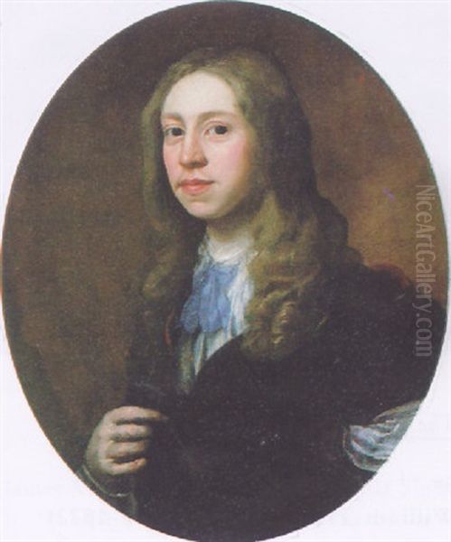 Portrait Of A Gentleman (robert Savill?) Wearing A Black Costmue And A White Shirt Oil Painting by William Dobson